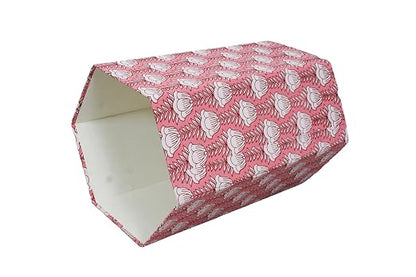 Generic 3.3 Gallon Cotton Hand Block Printed Paper Waste Basket |Small Decorative Trash Can for Housewarming Gifts in Living Room, Bedroom, Bathroom | Eco-Friendly, Plastic-Free (1, PINK LOTS)