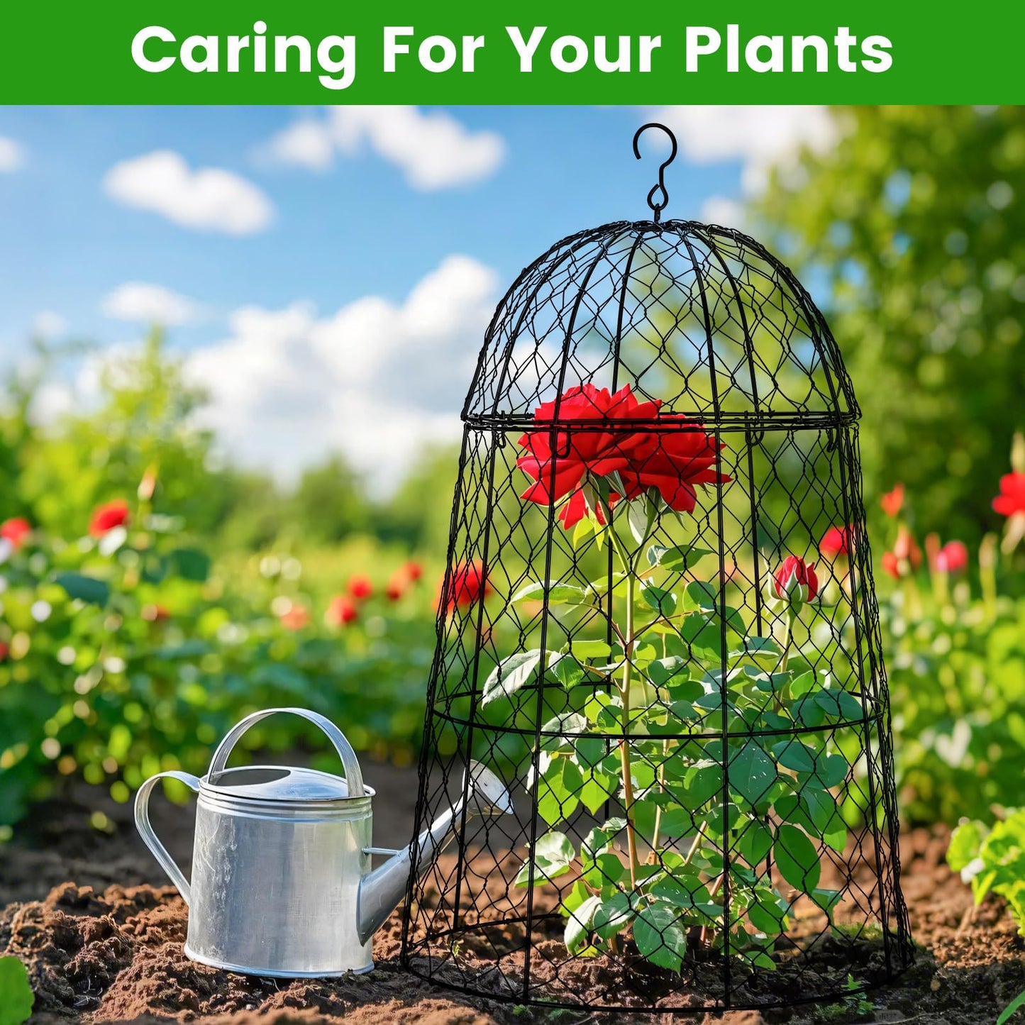 DFJFIFF Chicken Wire Plant Covers,20×12.6in Large Size Rust-Proof Plant Cages for Outdoor Plants, Flip-top Design for Easy Assembly,Rugged,Plants Protectors from Animals, 6-Pcs