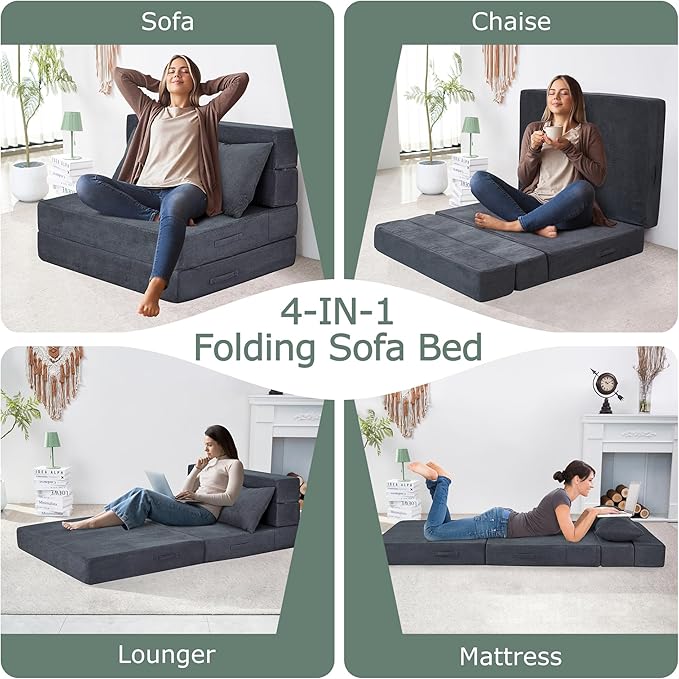 Folding Sofa Bed, 4 in 1 Convertible Sleeper Chair