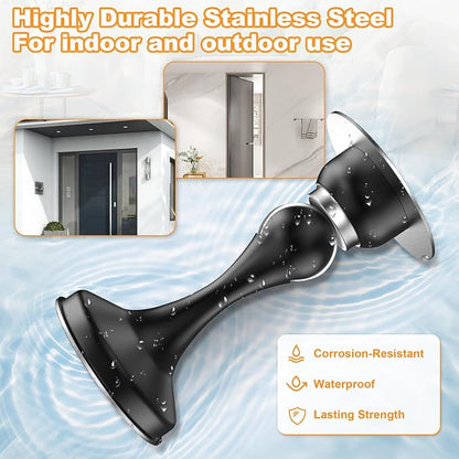 Crosize Magnetic Door Stoppers 2 Pack, Stainless Steel Door Stops, Wall-Mounted and Floor Mounting Metal Doorstops, Door Holder Keep Door Open, No Drilling Door Stop with Adhesive Tapes, Black