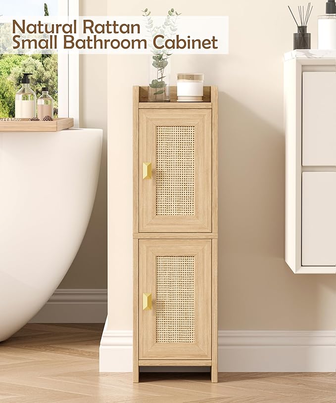 Akxomel Rattan Small Bathroom Cabinet