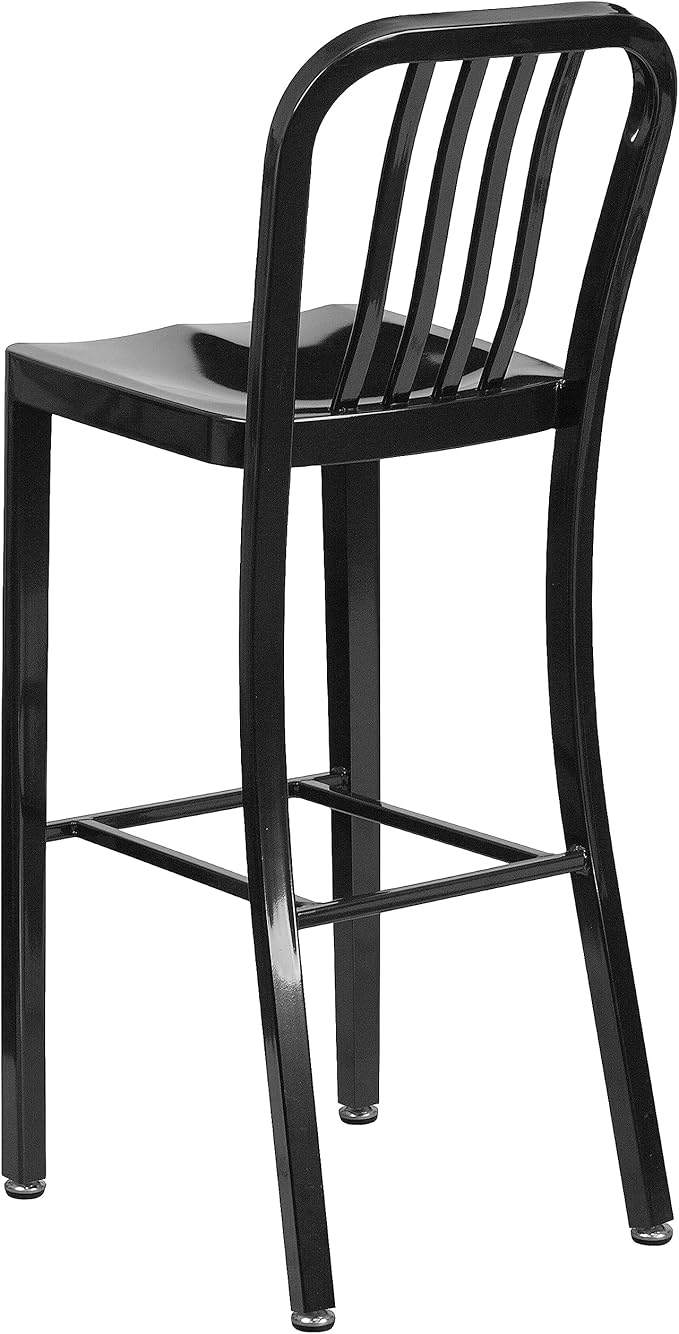 Flash Furniture Commercial Grade 30" High Black Metal Indoor-Outdoor Barstool
