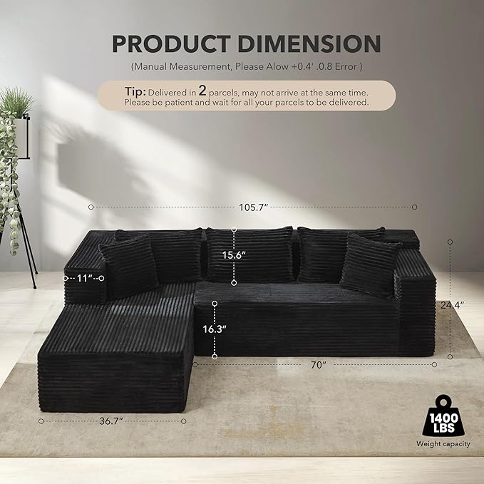 Modular Sectional Sofa Cloud Sectional Couch, Oversized Sofa Sleeper