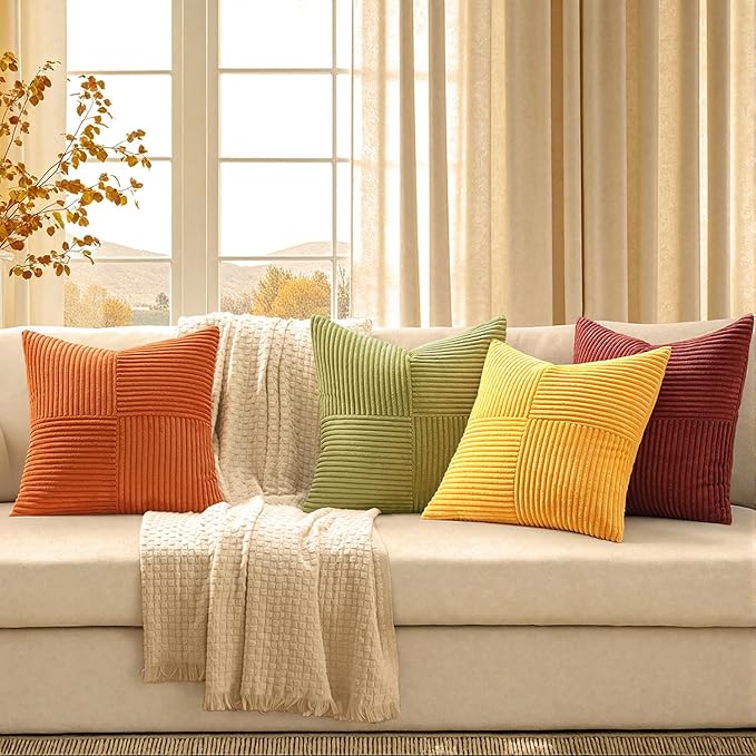MIULEE Yellow Orange Rust Throw Pillow Covers 20x20 Inch 4 Packs Boho Farmhouse