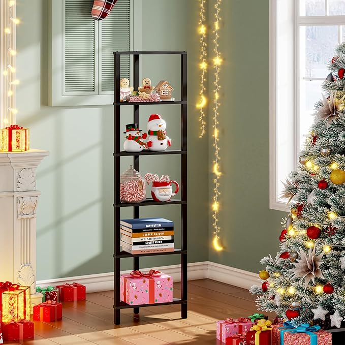 TUTOTAK Corner Shelf, 6-Tier Corner Bookshelf