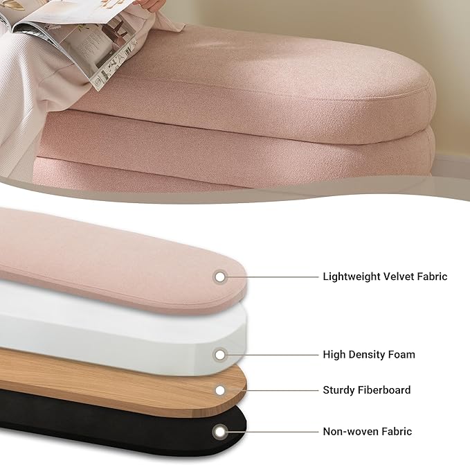 Busaurus Storage Ottoman Bench 49.2 Inch Upholstered Fabric Storage Bench