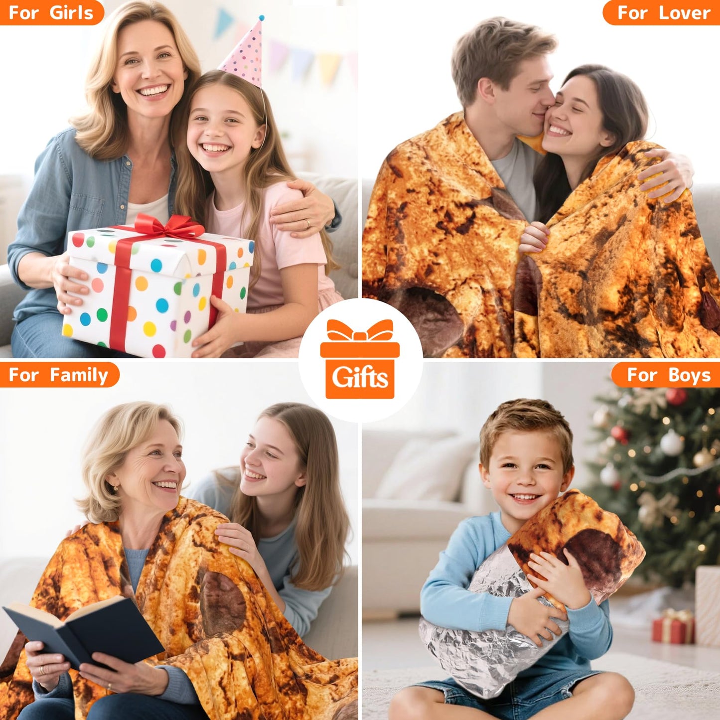 CASOFU Cookies Blanket, White Elephant Gift for Adults Teens Kids Men Women, 285 GSM Soft and Comfortable Flannel Realistic Food Blanket Funny Birthday Gag Gifts for Boys and Girls(Caramel, 47 inches)
