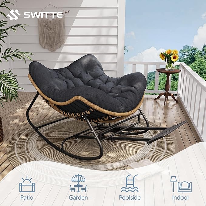 SWITTE Outdoor Papasan Rocking Chair