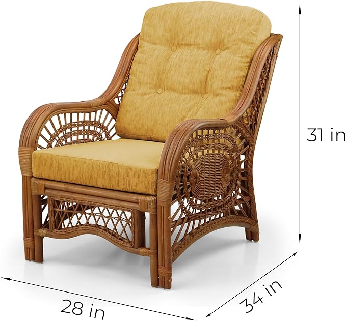 Malibu Lounge Living Accent Armchair Natural Rattan Wicker Handmade Design