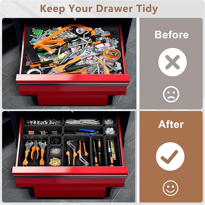 A-LuGei 【70PCS & 6Sizes】 Clear Drawer Organizer,【Hold 277 Items】 Makeup Organizer, Bathroom Organizers and Storage, Organization and Storage, Organizer Bins for Office Vanity Kitchen Tool Trays