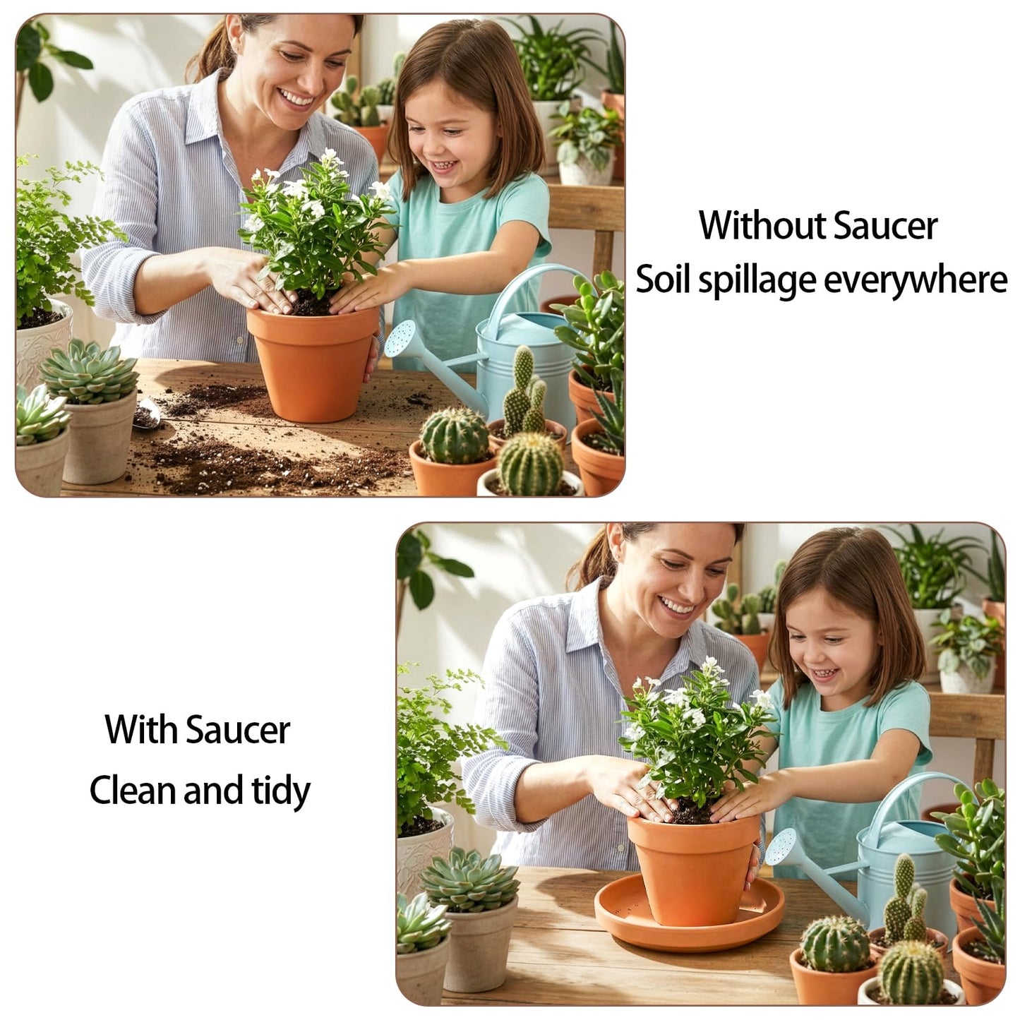 Suwimut 4 Pack Terracotta Plant Saucer Pots Tray, 9 Inch Large Round Planter Saucers for 8 Inch 8.5 Inch 9 Inch Flower Pot with Drainage Hole, Clay Drip Tray for Indoor & Outdoor Plants