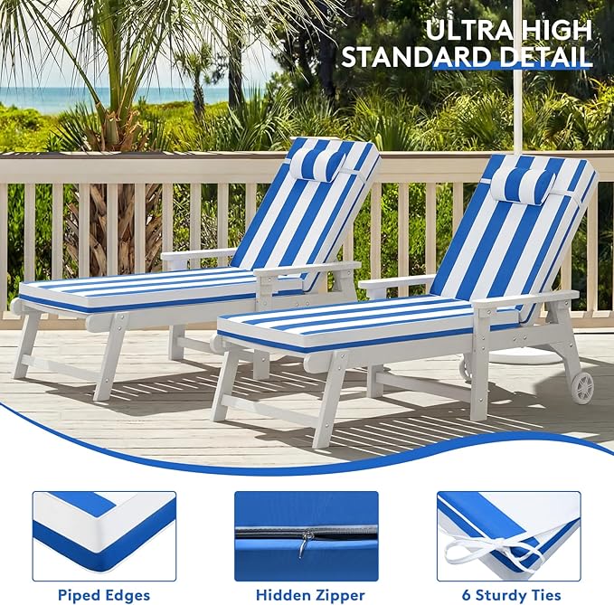Chaise Lounge Cushion for Outdoor Furniture, Waterproof, Fade-Resistant and