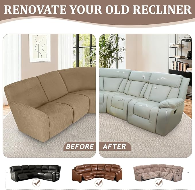 ALIECOM 100% Waterproof Recliner Sectional Couch Covers L Shape Stretch Corner