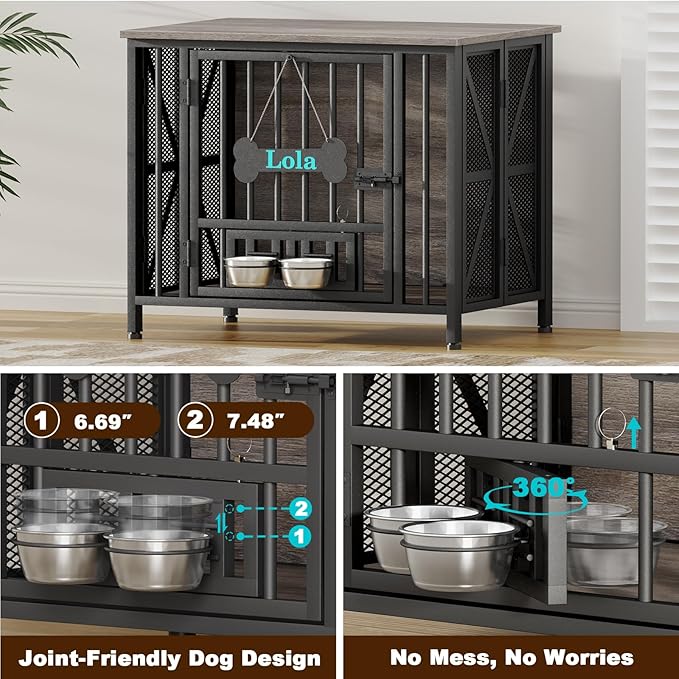 EasyCom Foldable Dog Crate Furniture, 31.5" Dog Crates