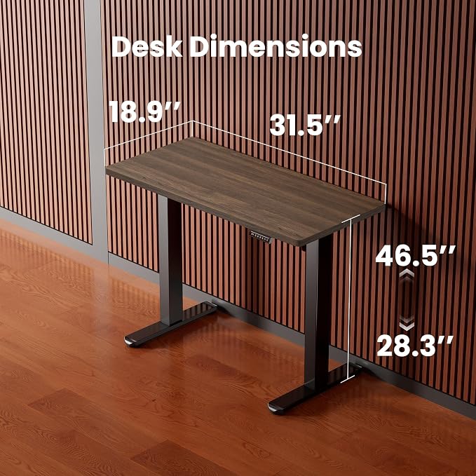 ErGear Height Adjustable Electric Standing Desk, 32 x 19 Inches Sit Stand up Desk, Memory Computer Home Office Desk, Dark Walnut