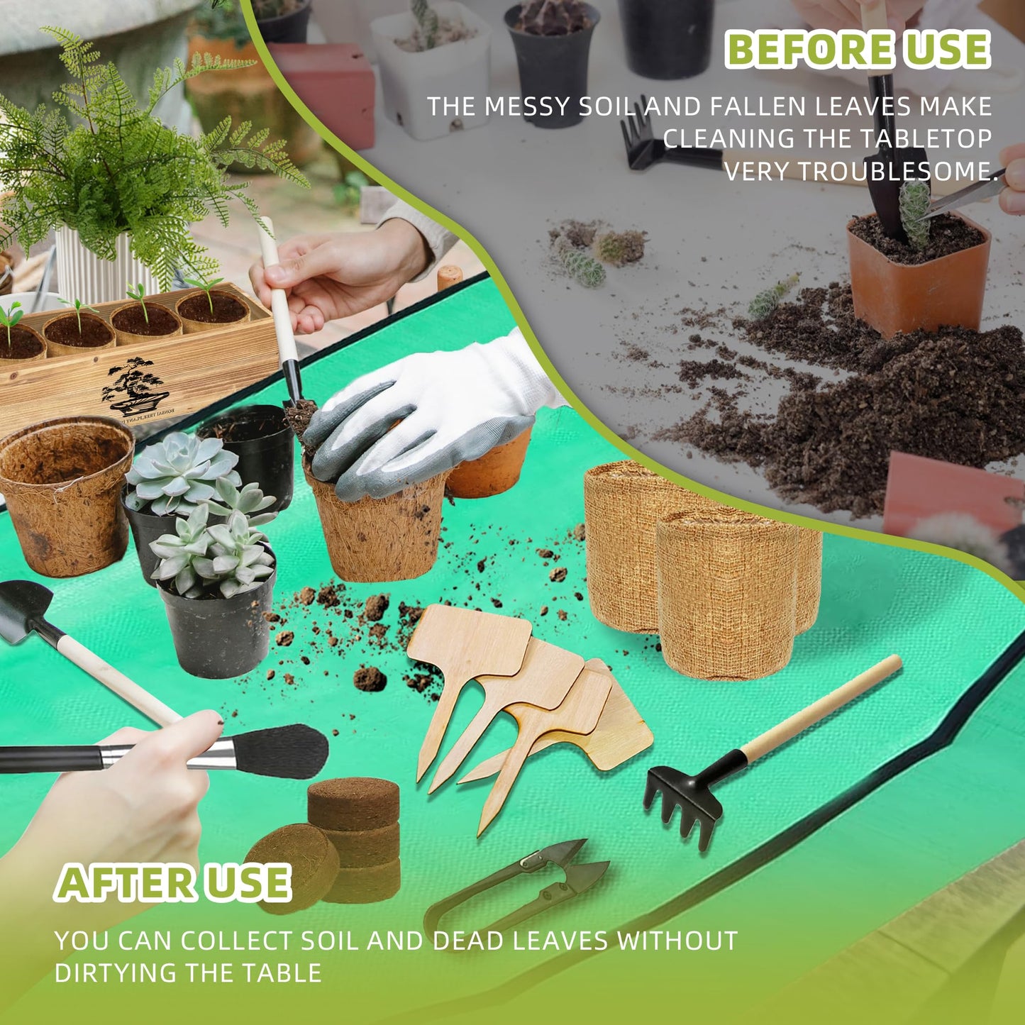 Premium Bonsai Kit,Complete Bonsai Starter Kit with Wooden Gift Box,repotting mat, Burlap Pots & Gardening Tools, DIY Bonsai Plant Set for Adults & Beginners (Seeds Excluded)Birthday Thanksgiving gift