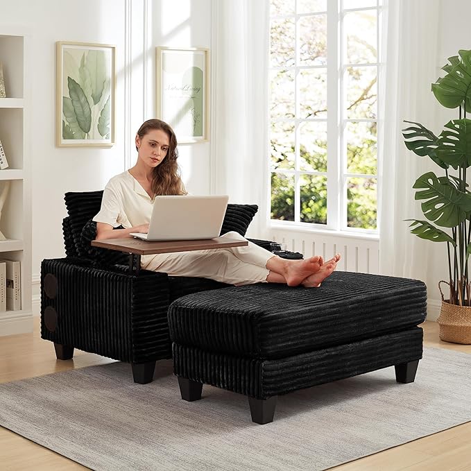 KEIKI Corduroy Storage Armrest Sofa, Single Versatile Seat