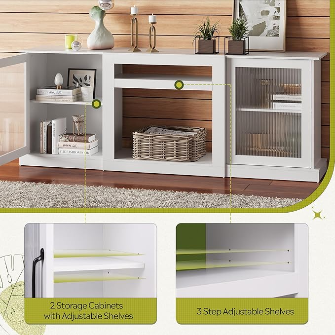 WLIVE Farmhouse TV Stand for 75 inch TV, Entertainment Center