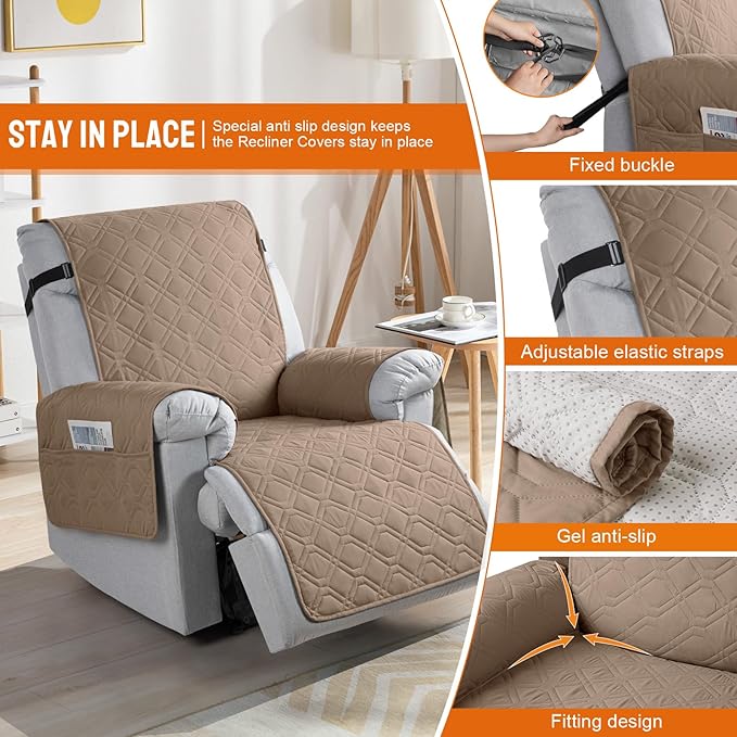 VANSOFY 100% Waterproof Recliner Chair Covers, Recliner Cover Non-Slip Dog