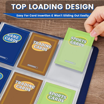 120 pack Trading Card Sleeve, Holds 2160 Cards, 9 Pocket Card Sleeves Binder Sheets for 3 Ring Binder, 11 Holes Trading Card Binder Sleeves Fit for MTG, Baseball, Game, Business Cards, Coupon