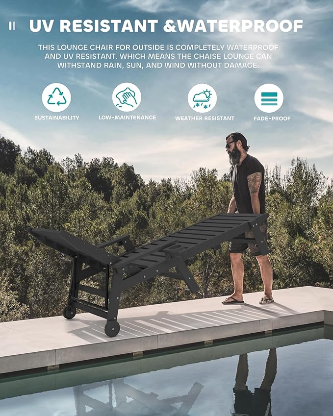 SERWALL Patio Chaise Lounge Chair Set of 2