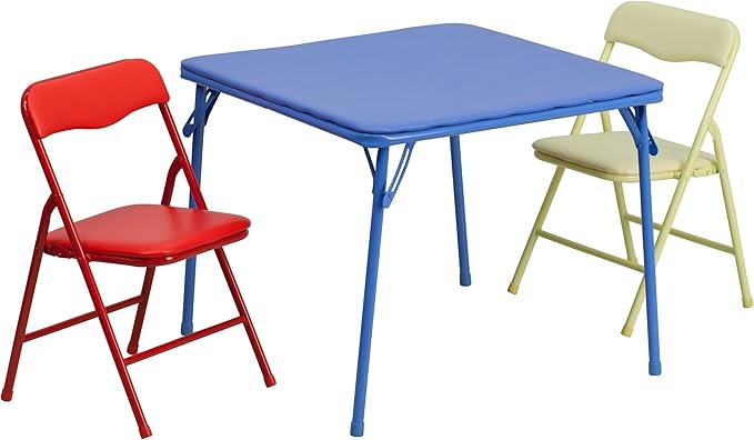 Flash Furniture Mindy Kids 3-Piece Folding Square Table and Chairs Set