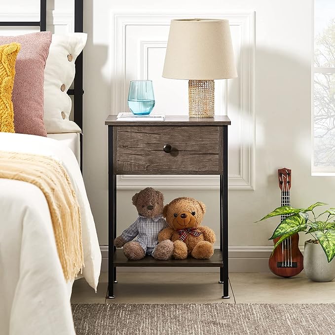 VECELO Nightstands Set of 2, Modern Bedside End Tables, Night Stands