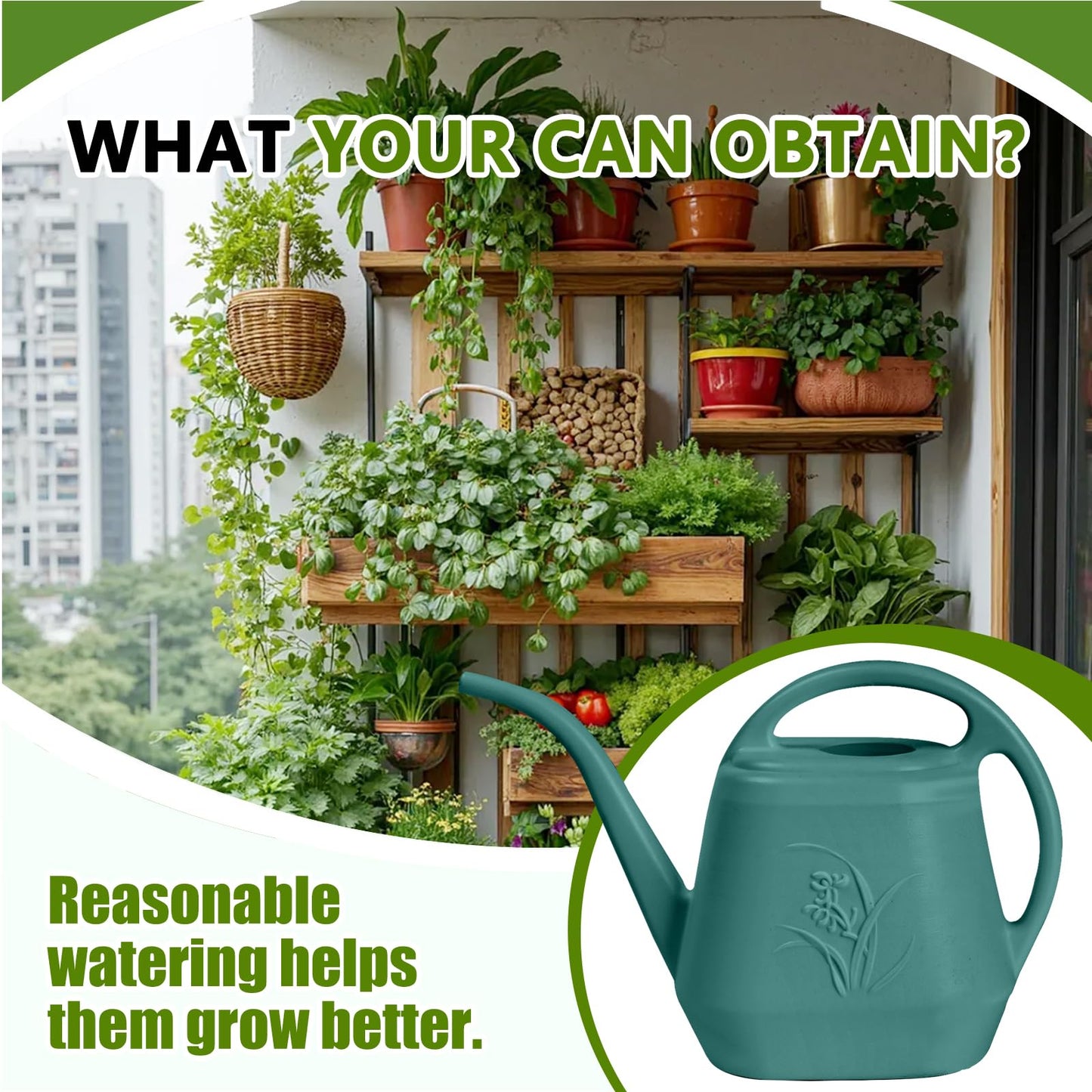 VKPLITE Plastic Watering Can - for Indoor and Outdoor Home Garden Plants - with Long Spout - Green - 1/2 Gallon