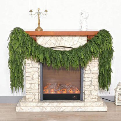 Christmas Norfolk Pine Garlands - 5ft Artificial Garland Faux Green Fake Pine Needles Garland for Fireplace,Table,Window,Stairs,Mante,Holiday Indoor Outdoor Xmas Decor(2PCS)