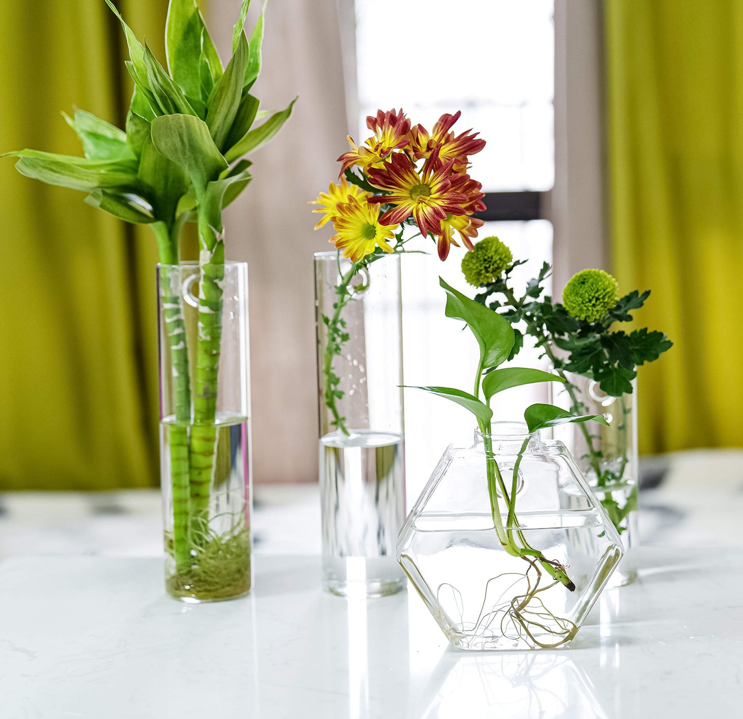 Kingbuy Hexagon Wall Planter Set - 3 Pack Glass Propagation Terrarium Vases with Hanging Mounts for Indoor Plants, Air Plants & Hydroponic Stations Home Office Decor, Plant Lover Gifts (Medium)
