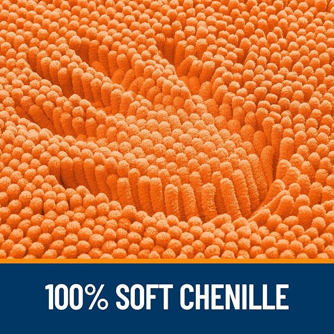 OLANLY Bathroom Rugs 35x24, Extra Soft Absorbent Chenille Bath Rugs, Rubber Backing Quick Dry, Machine Washable Bath Mats for Bathroom Floor, Tub and Shower, Home Decor Accessories, Orange