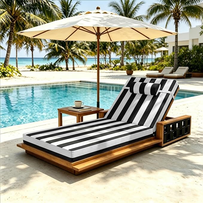 Chaise Lounge Cushion for Outdoor Furniture, Waterproof, Fade-Resistant and