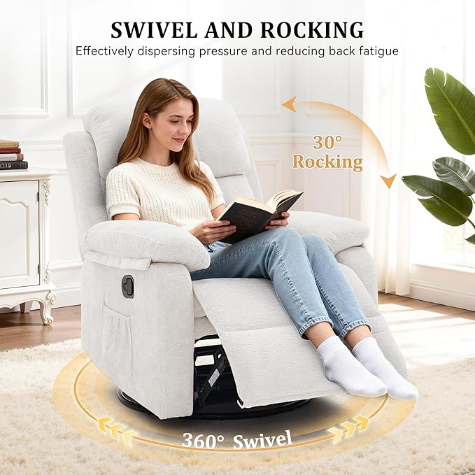 Korser Recliner Chair, 360 Swivel Rocker Chair