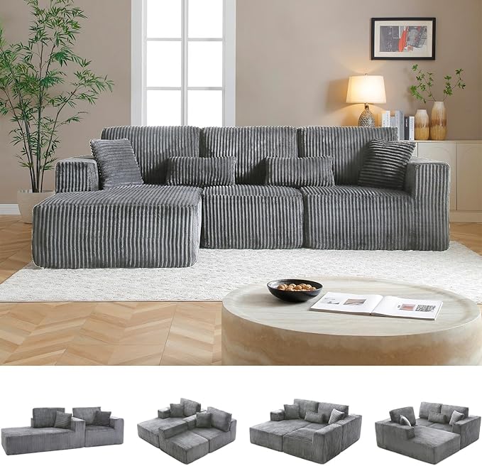 110" Cloud Sectional Couch, Modular Sectional Sofa