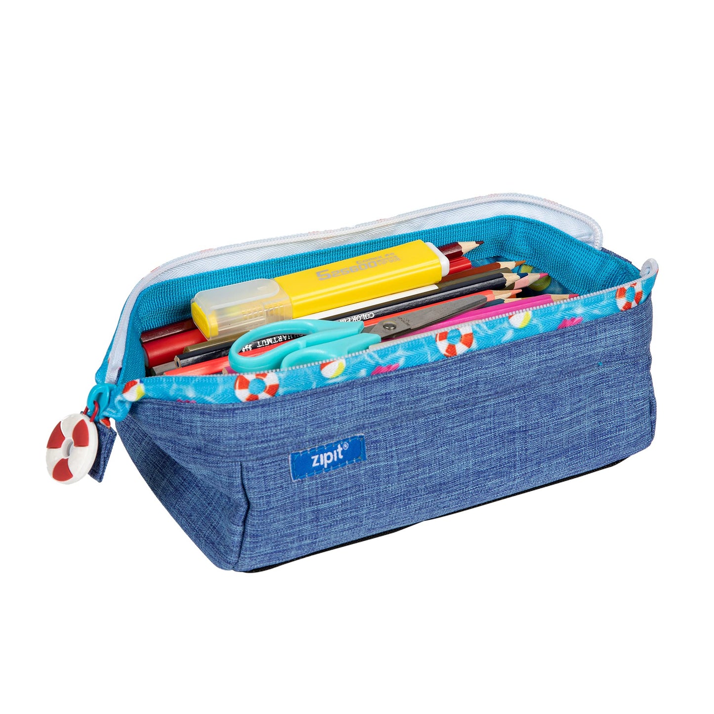 ZIPIT Lenny Pencil Case, Large Capacity Zipper Pouch for School, Stationery Bag for Teen Girls Boys and Adults, Teal