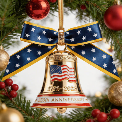 250 Anniversary USA Ornament for Fourth of July Decorations, 3D Metal 1776-2026 Liberty Bell Patriotic Ornaments Independence Day Decorations, 4th of July Gifts for Men Women