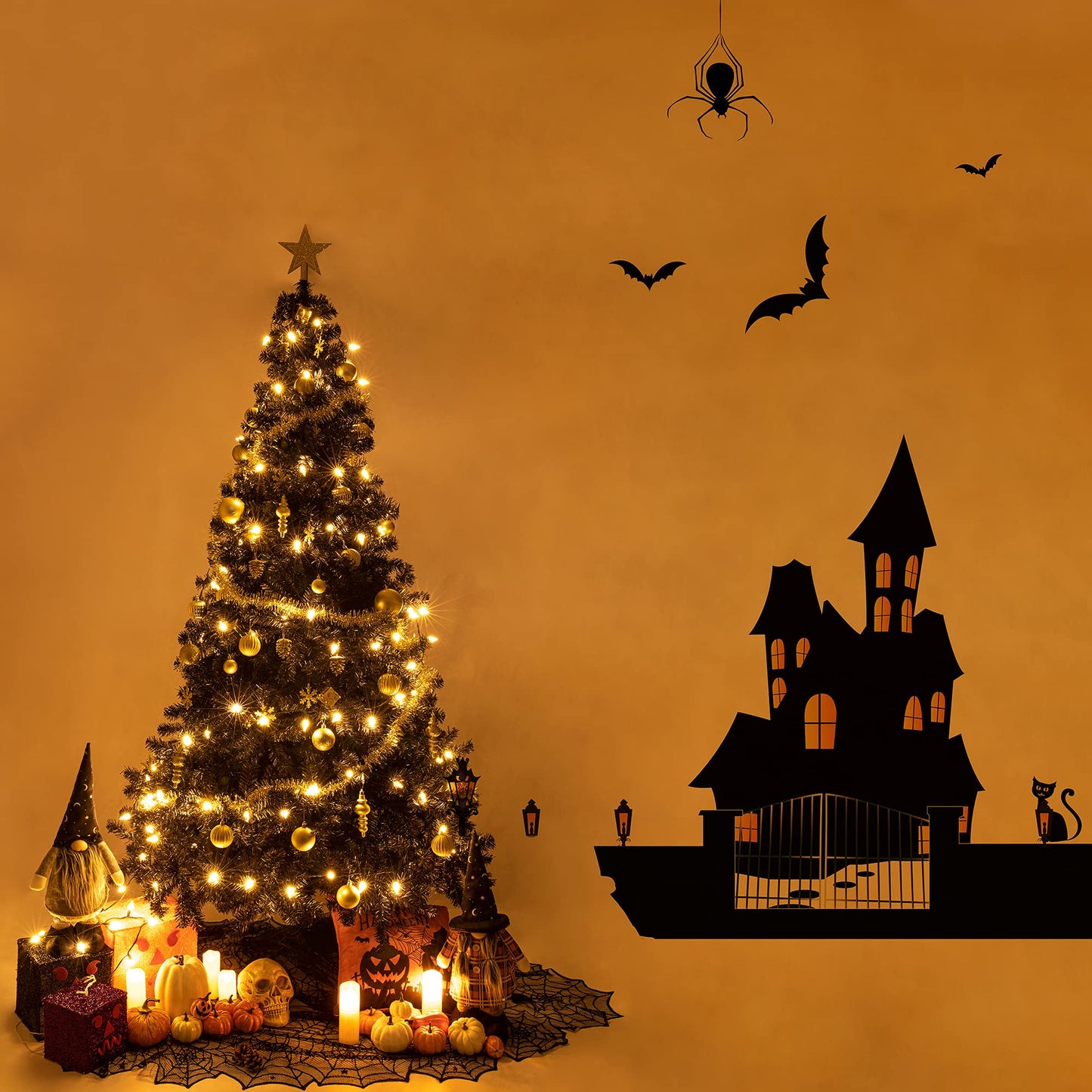 Sunnyglade 4 FT Halloween Black Premium Artificial Christmas Tree 400 Tips Easy to Assemble with Christmas Tree Stand (4 ft)