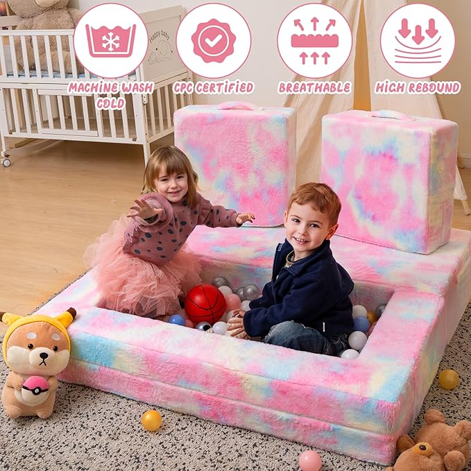 Cvortll Modular Kids and Toddler Play Couch, Convertible Folding Sofa, 3-in-1
