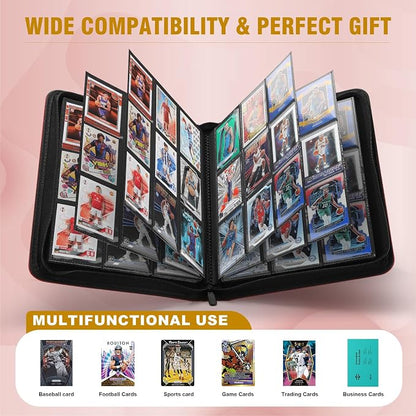 Trading Card Binder, Card Binder 9 Pocket for Trading Cards, Holds 540 Cards, Zippered Premium Card Collection Binder Album for Game Card, Sports Card, Yugioh, MTG (Red)