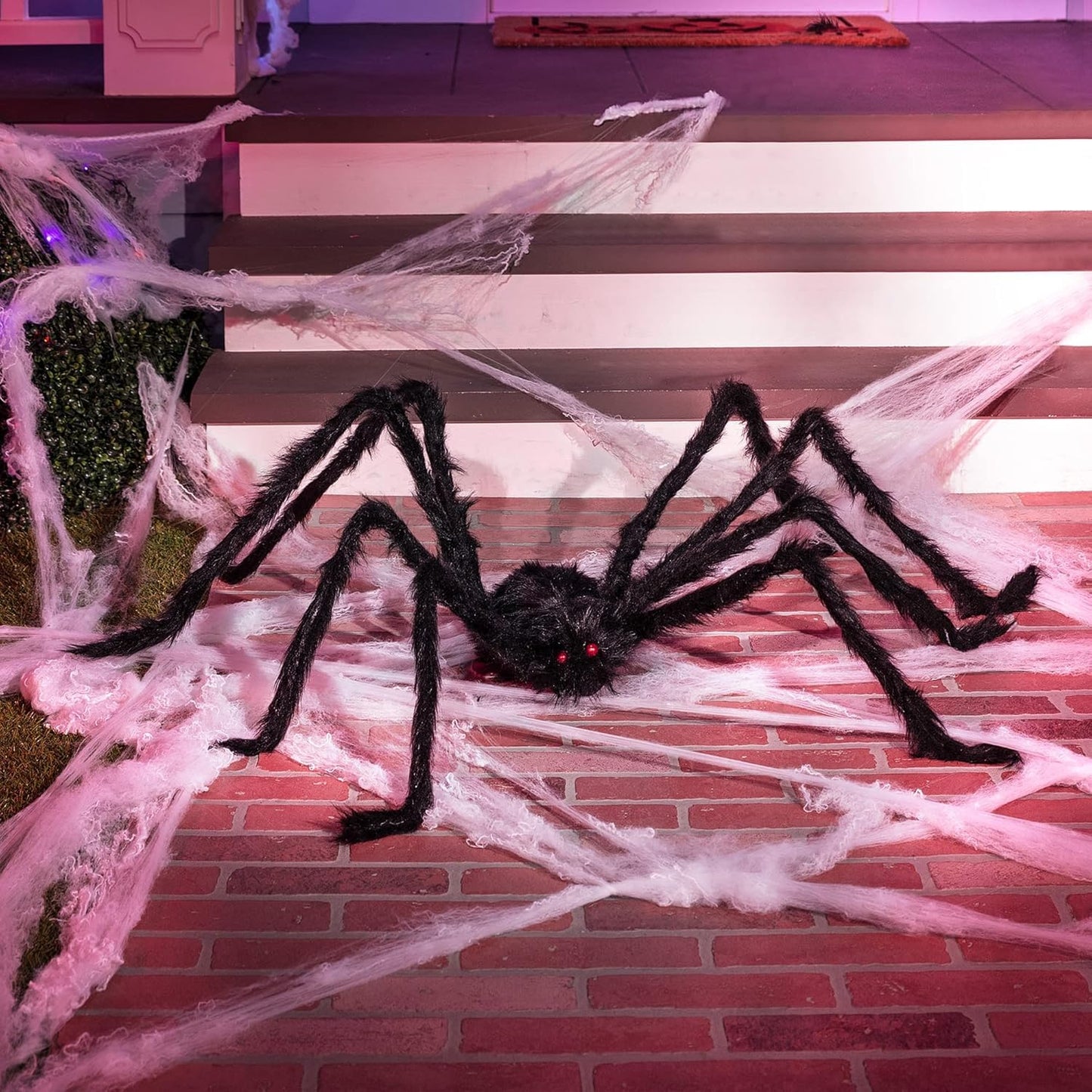 Poevic 6.56 Ft. Scary Giant Spider Decorations Halloween Outdoor 16.4Ft.Stretch Cobweb Decoration Fake Large Props for Yard Lawn Home Costumes Party Haunted House Décor (Giant Spider and Web)