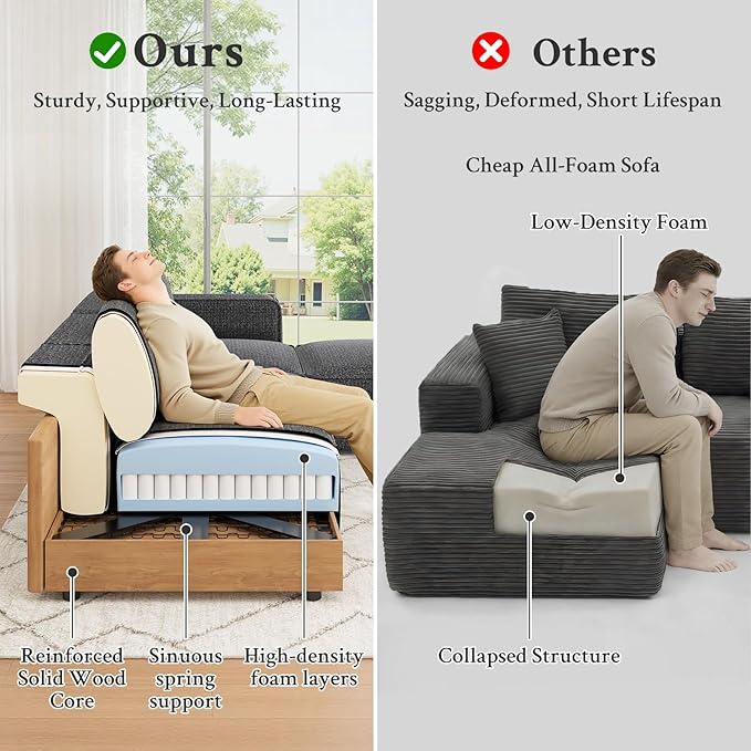 Welzona 103" Modular Sectional Sofa, Minimalist Comfy Cloud Couch Sectional