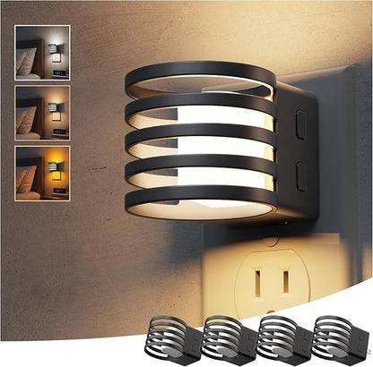 L LOHAS LED Night Light, 4 Pack 3CCT Night Lights Plug into Wall, Amber/3000K/5000K Adjustable Color Temperature Night-Lights, Dimmable Nightlight with Dusk to Dawn Sensor for Bedroom Hallway Bathroom