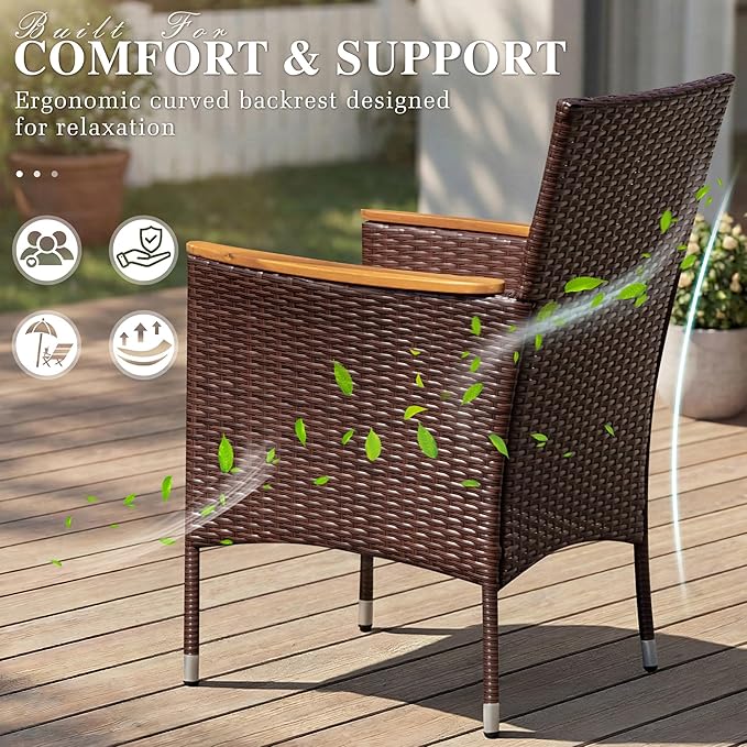 Devoko Outdoor Patio Dining Sets 9 Pieces Wicker Outdoor Dining Table and