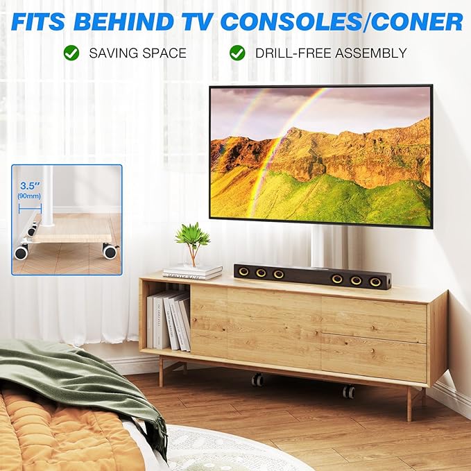 Rfiver Rolling TV Stand for 32 to 55 60 Inch TVs up to 88lbs, Height Adjustable