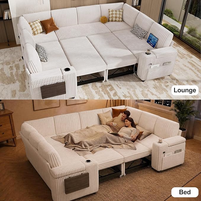 Vipbear 111" Modular Sectional Sleeper Sofa