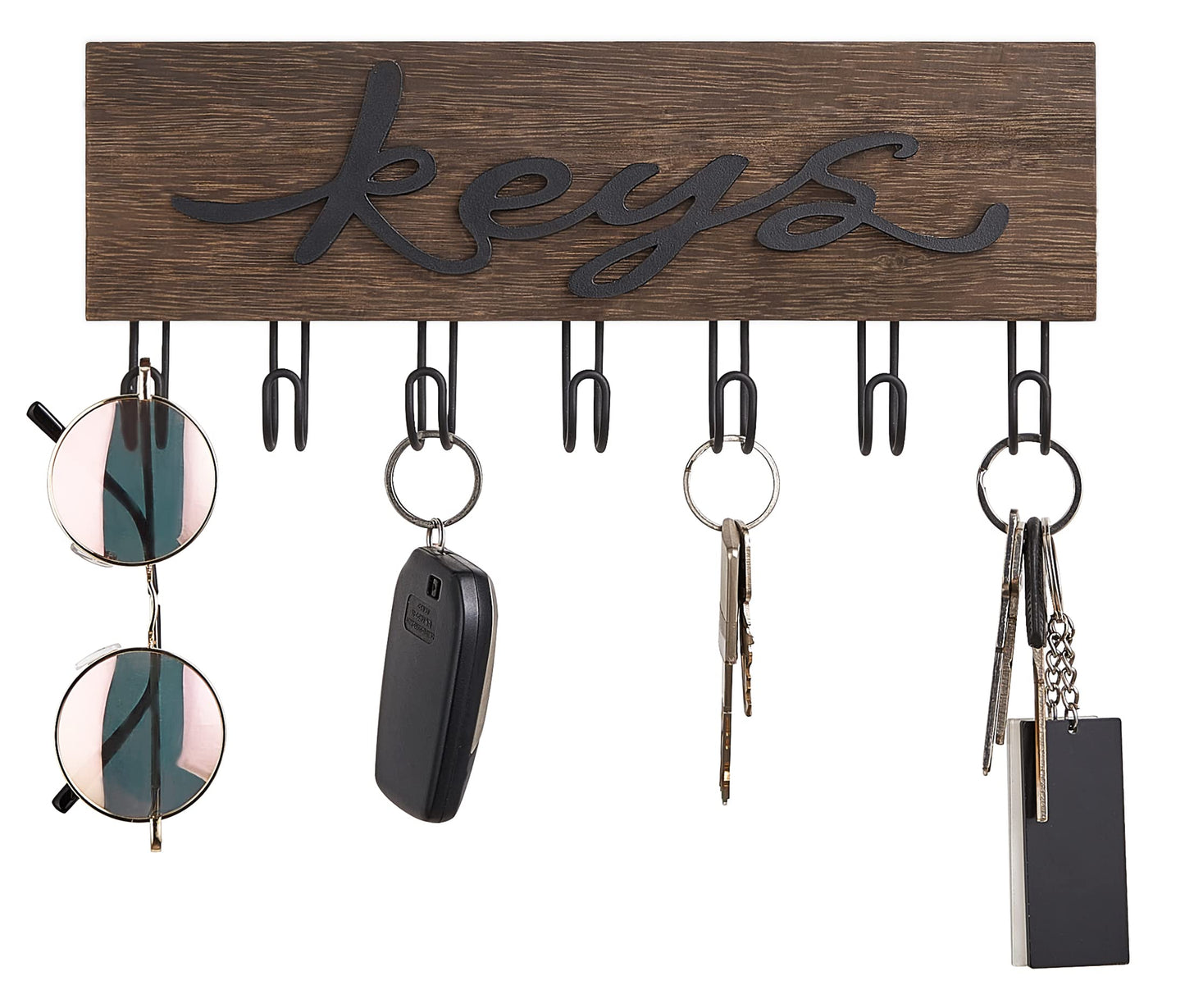 Mkono Key Holder for Wall Decorative with 7 Hooks, Wall Mounted Keys Hanger Organizer Rustic Wood Hanging Key Hooks Home Decor Farmhouse Entryway, Hallway, Office