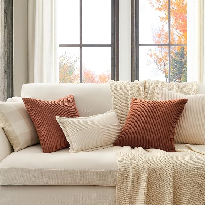 Topfinel Decorative Rust Throw Pillow Covers Cushion Cases, Set of 4 Soft Velvet Modern Double-Sided Designs Terracotta Home Decor ，Fall Style Throw Pillows 20x20 inches