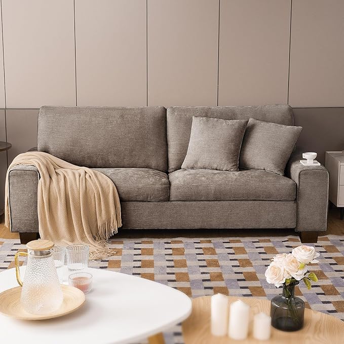 DOPEDIO Modern Loveseat Sofa for Living Room, Chenille Recliner, Removable Cover