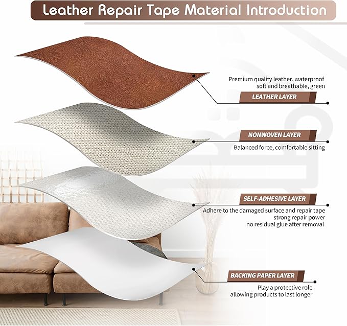 KING MOUNTAIN Leather Repair Patch, 16 x 60 Inches self Adhesive Leather Repair