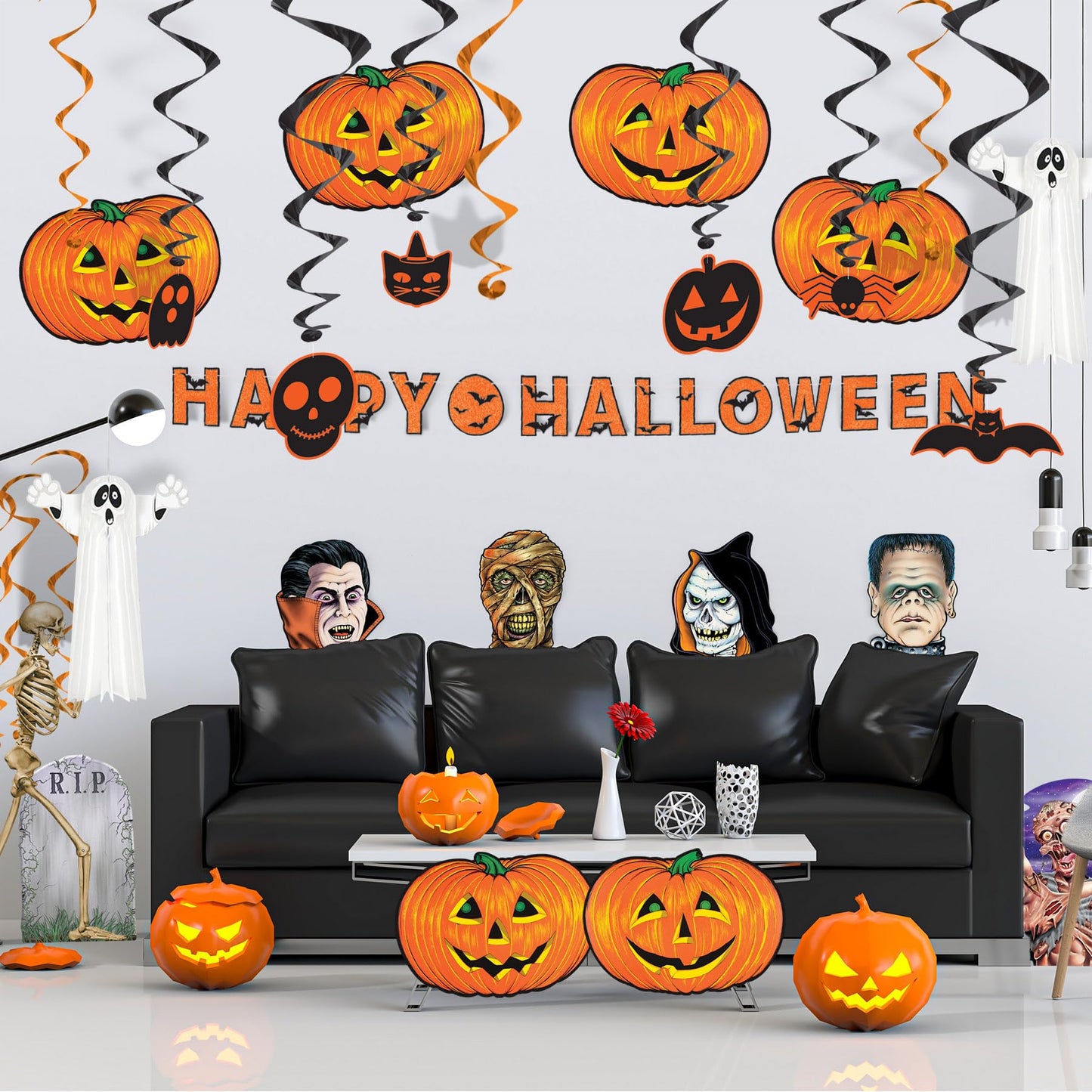 Beistle 6 Piece Paper Jack-O-Lantern Cut Outs, Halloween Party Decorations, Fall Décor, Made In USA Since 1900